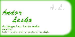 andor lesko business card